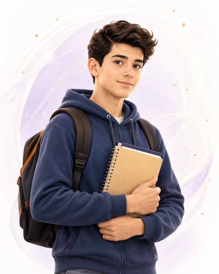 Estudiante con cuadernos